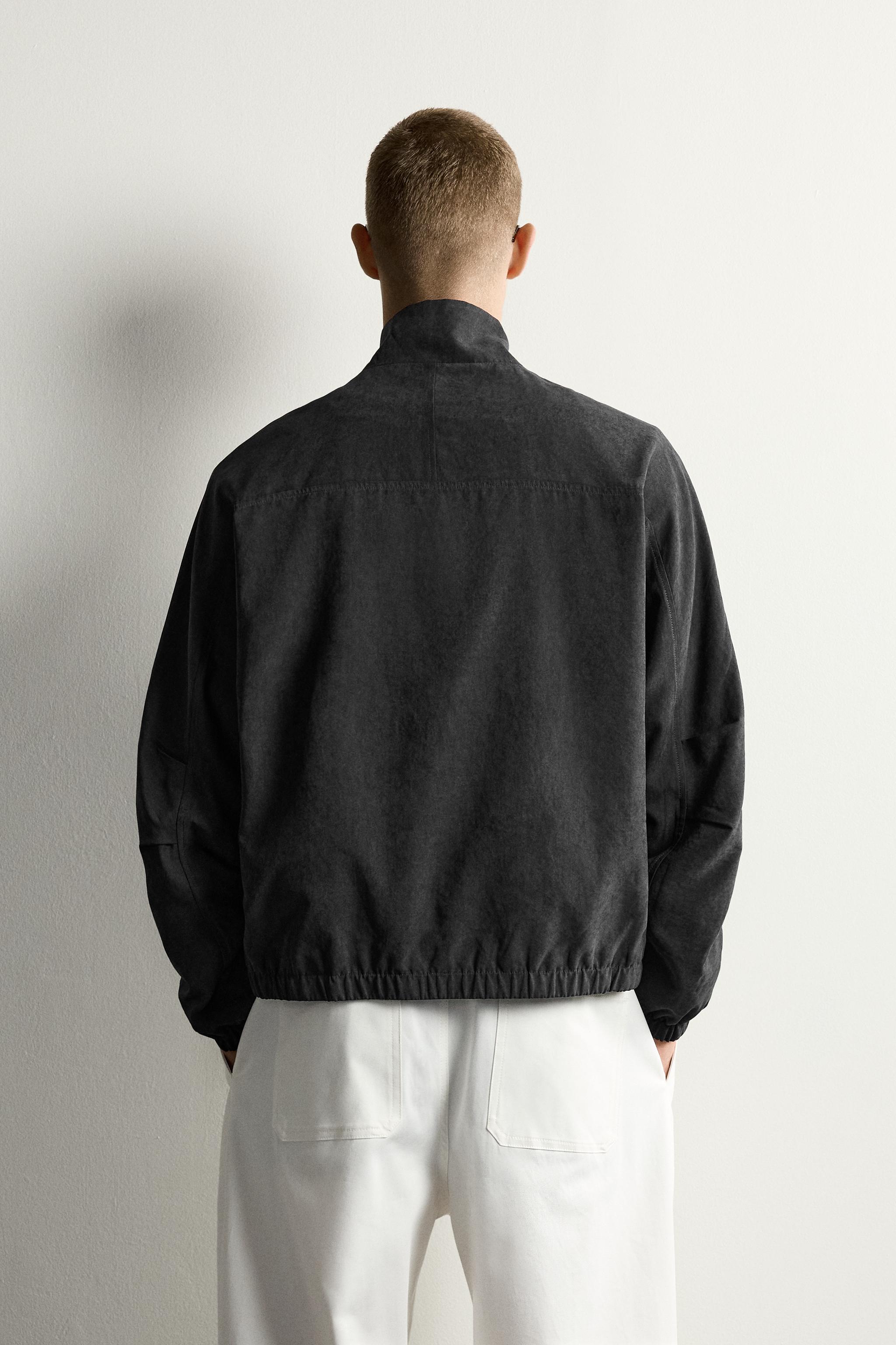RELAXED FIT FAUX-SUEDE BOMBER JACKET